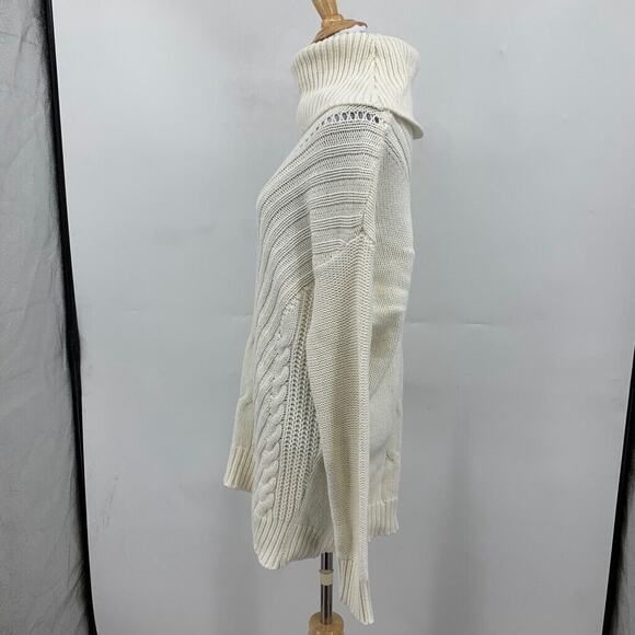 Michael Stars Sweater Womens XS Extra Small Bone Cable Knit Turtle Neck Tunic - Picture 5 of 12
